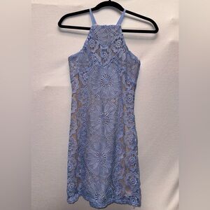 Francescas Blue Lace Halter Dress